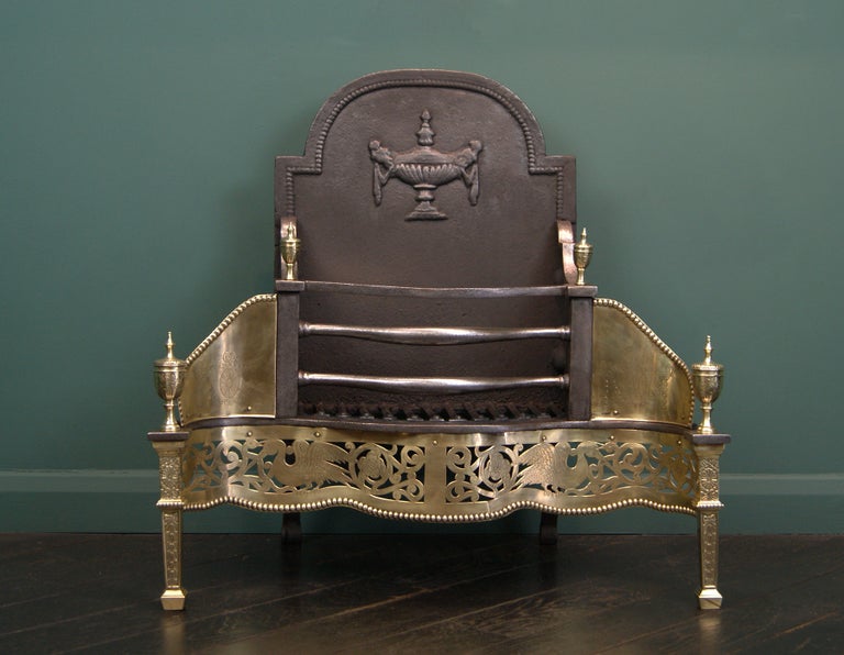 Polished Brass Decorative Fireplace Dog Grate For Sale at 1stDibs