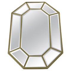 A Polished Brass Octagonal Segmented Mirror Ca' 1970's Mid Century