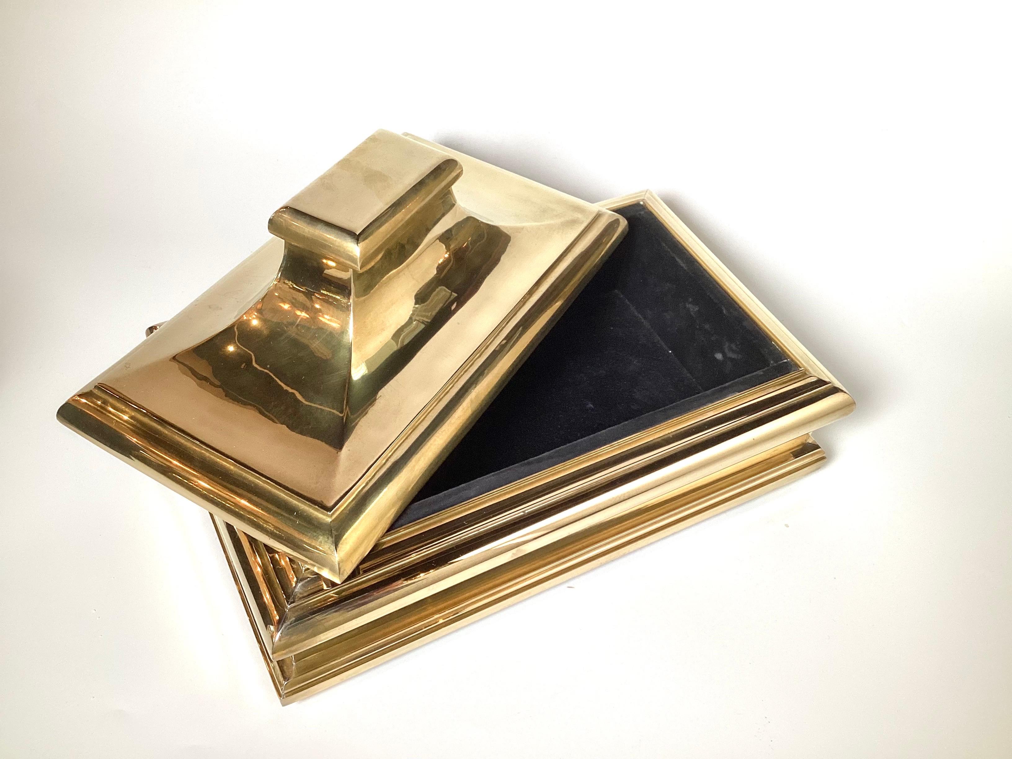 Mid-Century Modern A Polished Brass Pagoda Box by Chapman, 1970's