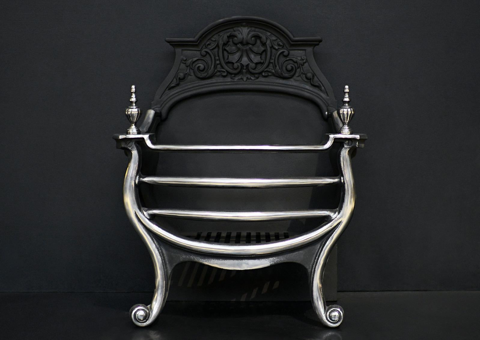 19th Century Polished Cast Iron Firegrate For Sale