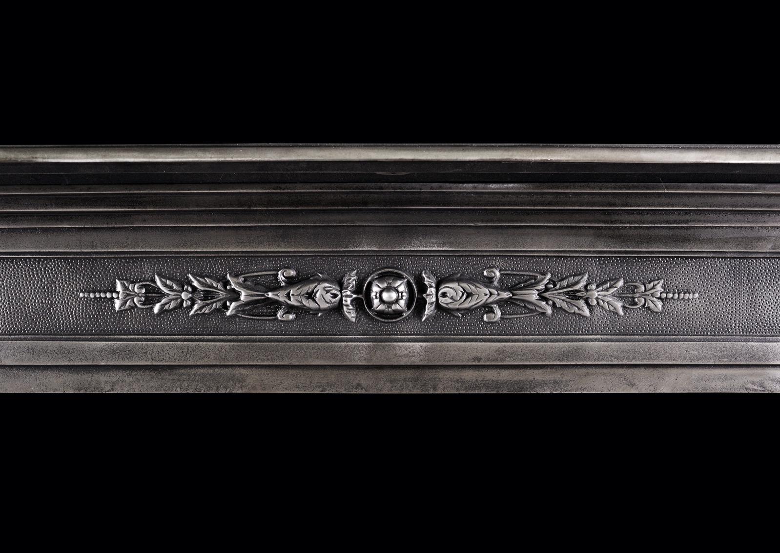 Victorian A Polished Cast Iron Fireplace in the Classical Style For Sale