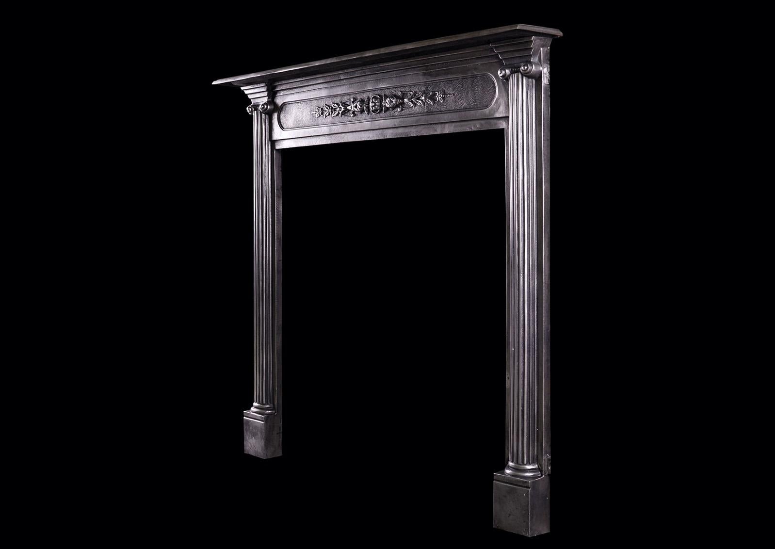 A Polished Cast Iron Fireplace in the Classical Style In Good Condition For Sale In London, GB