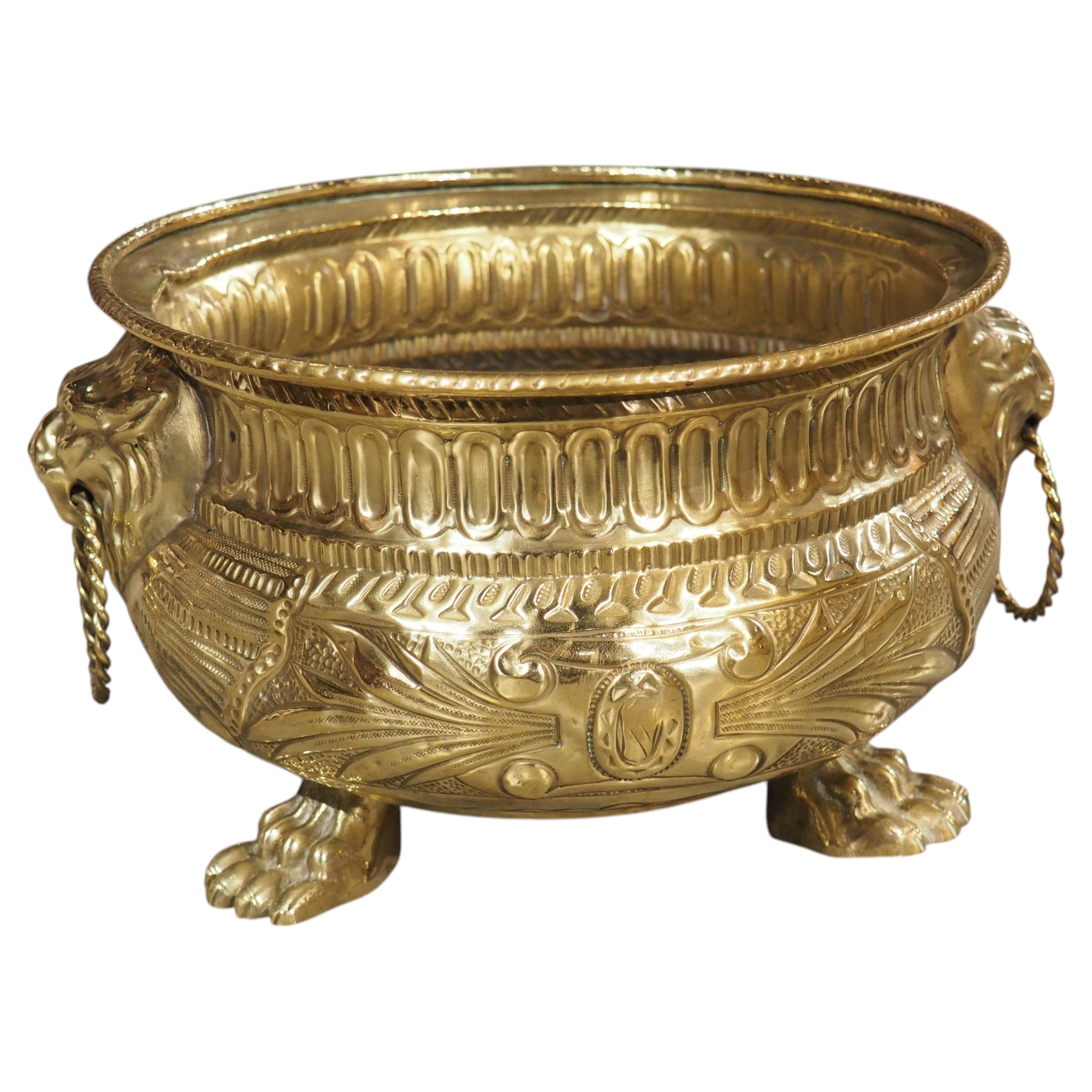 A Polished Circa 1900 French Brass Jardiniere Table Planter