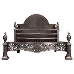 A Polished Steel English Serpentine Fire Grate