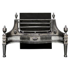 Antique Polished Steel Fire Basket in the Georgian Style