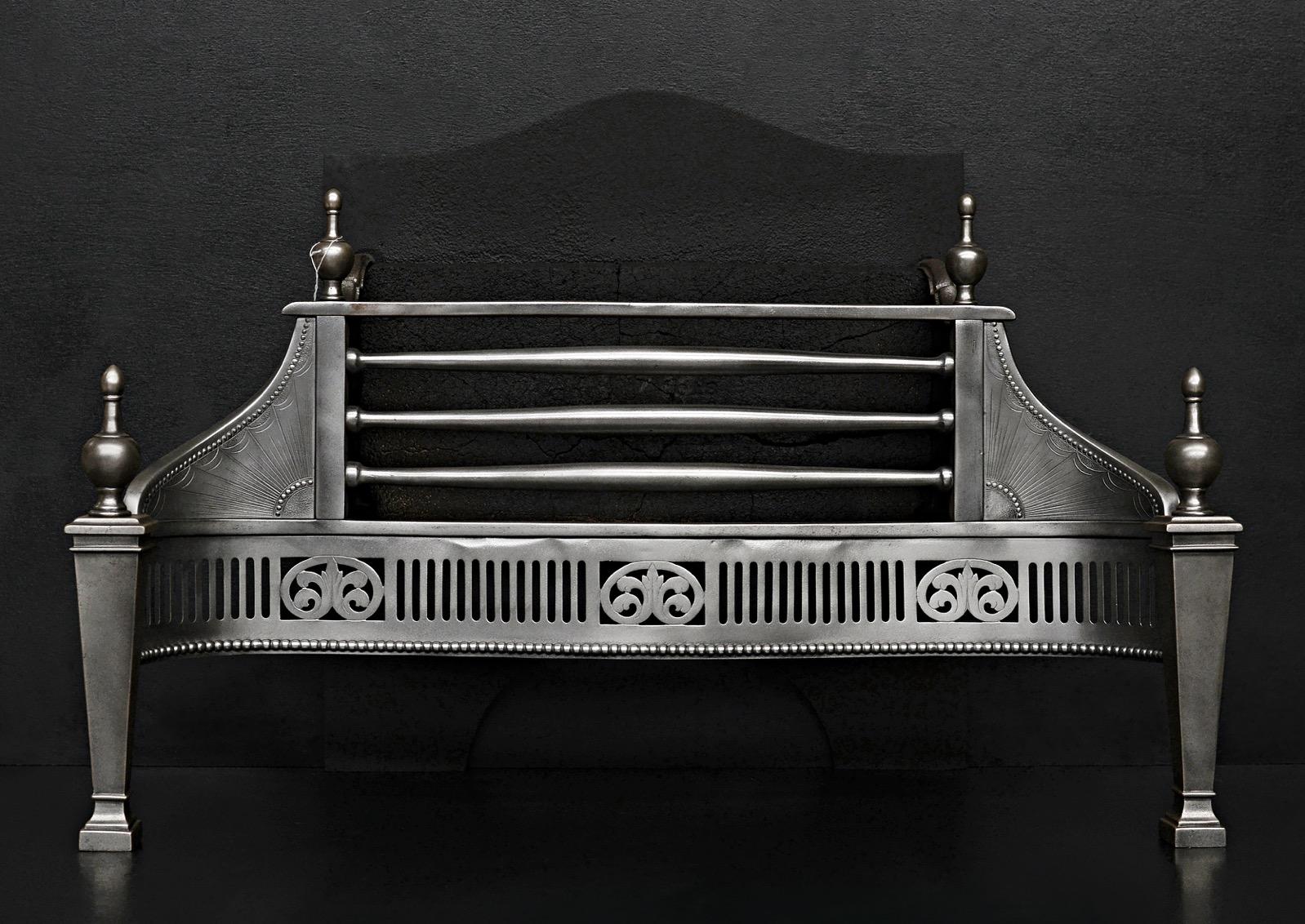 English  A Polished Steel Firegrate, circa 1900 For Sale