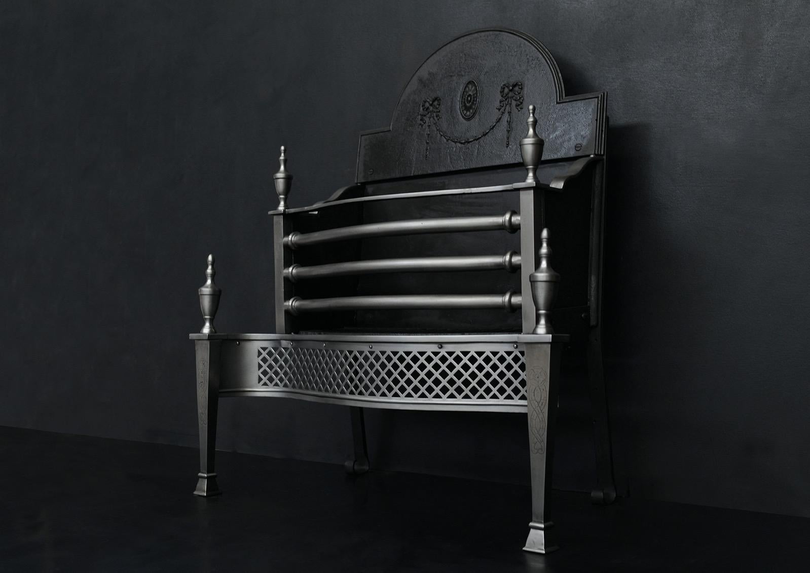 A Polished Steel Firegrate in the Georgian Style In Good Condition For Sale In London, GB