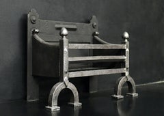 Polished Steel Firegrate in the Neo-Gothic Style