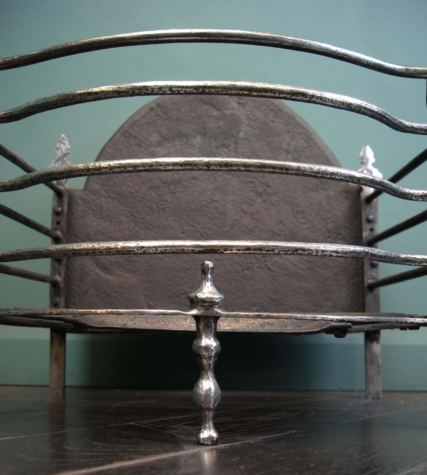Georgian Polished Wrought 18th Century Fire Basket in the Dutch Form For Sale