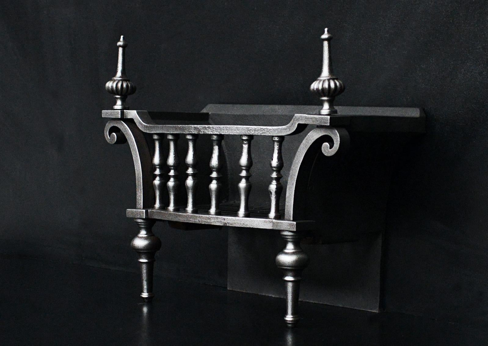 19th Century A Polished Wrought Iron Firegrate For Sale