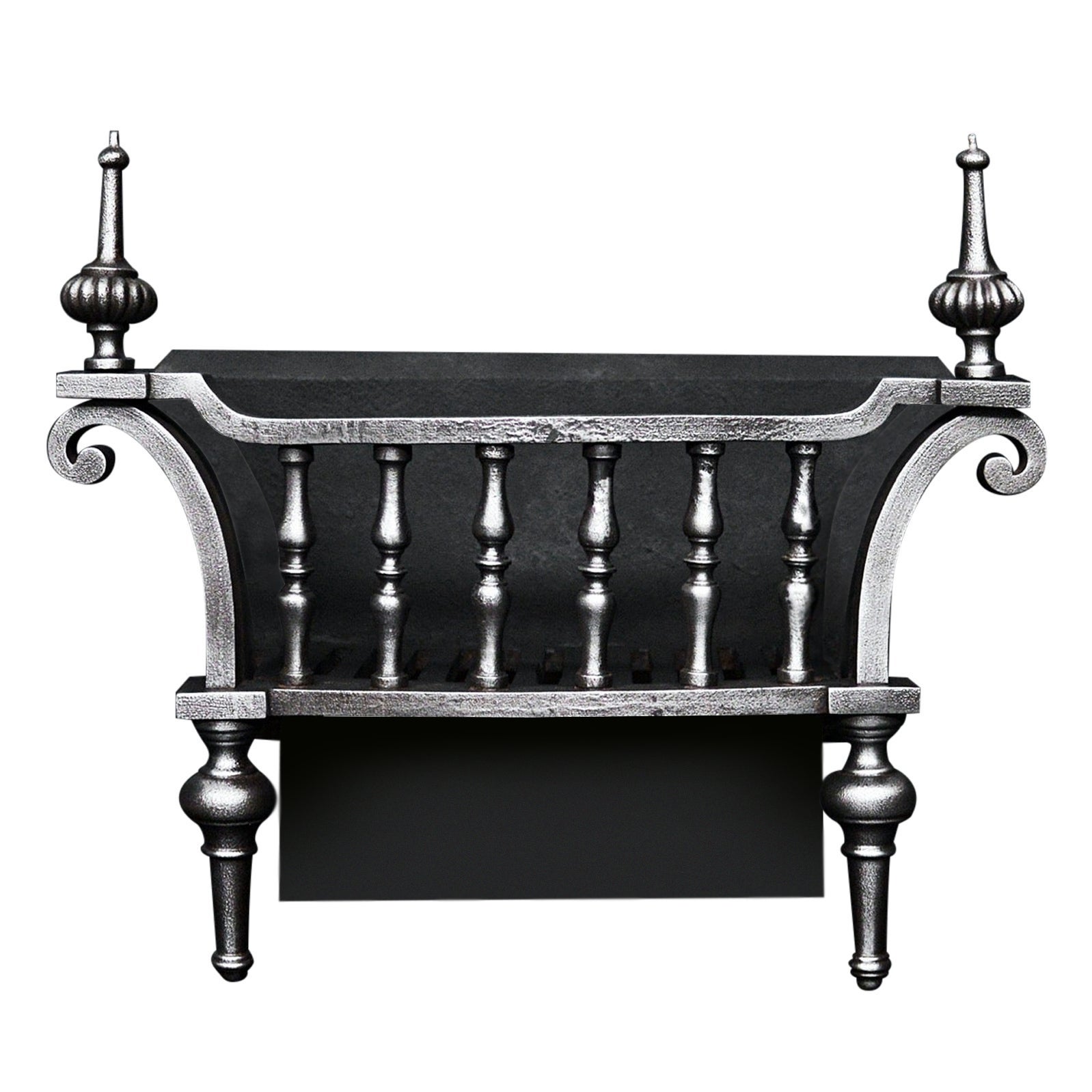 A Polished Wrought Iron Firegrate