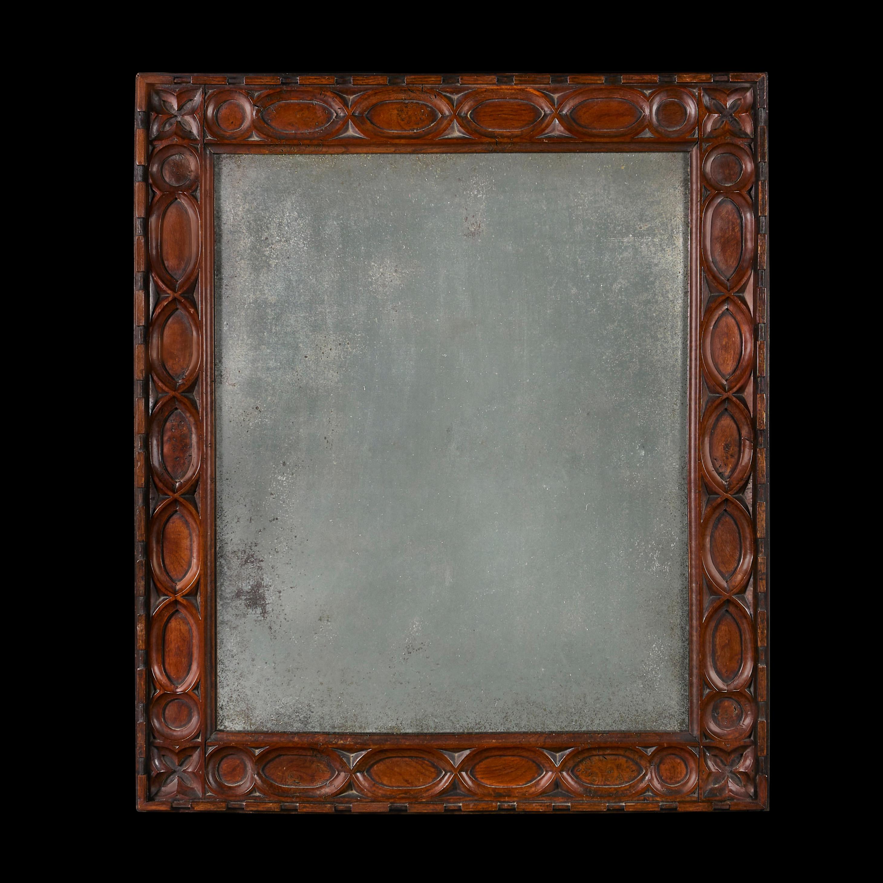 English A Pollard Oak Carved Mirror