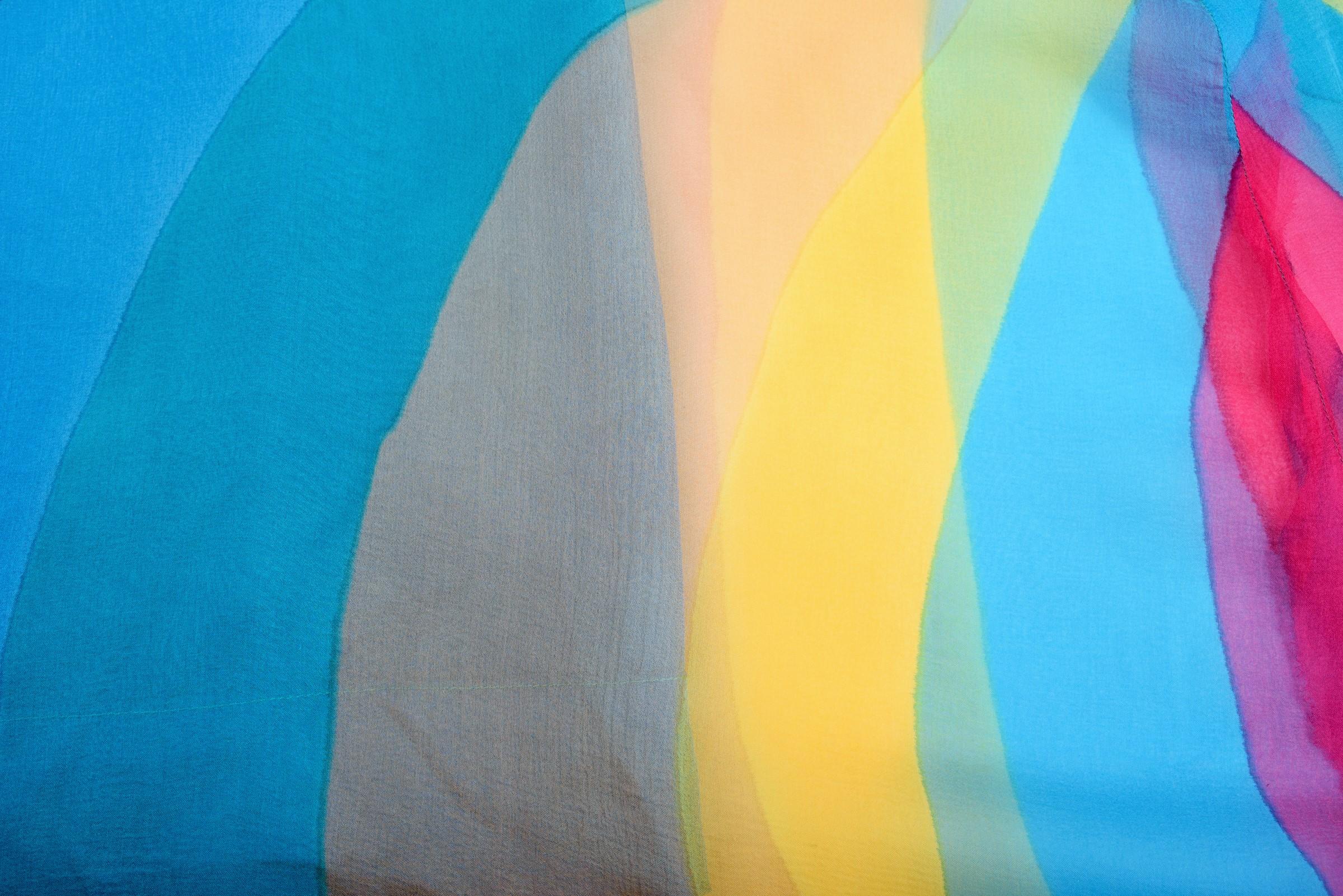 Robe de cérémonie en mousseline imprimée Pop Art - France Circa 1975 Bon état - En vente à Toulon, FR