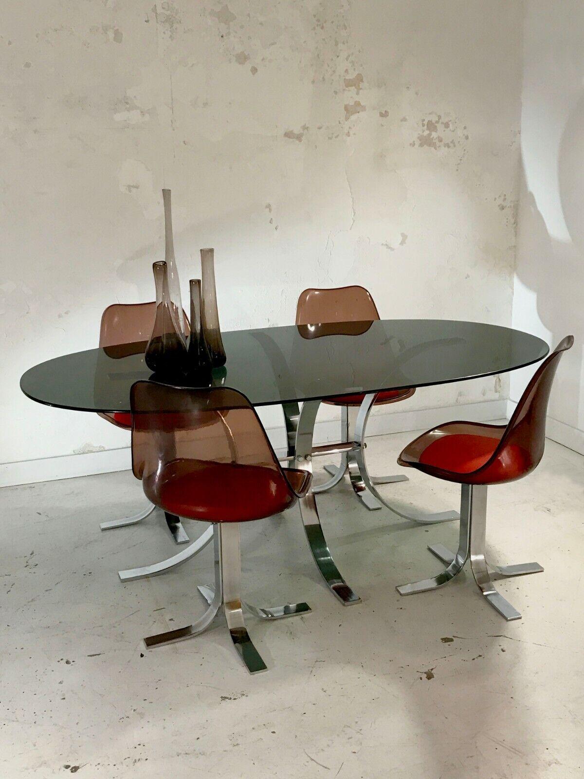 A POP POST-MODERN SPACE-AGE DINING TABLE + 4 CHAIRS, KAPPA Style, France 1970 For Sale 1