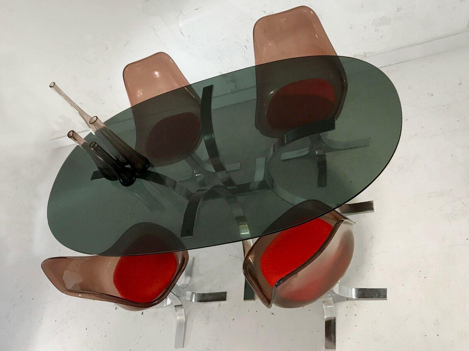 A POP POST-MODERN SPACE-AGE DINING TABLE + 4 CHAIRS, KAPPA Style, France 1970 In Good Condition For Sale In PARIS, FR