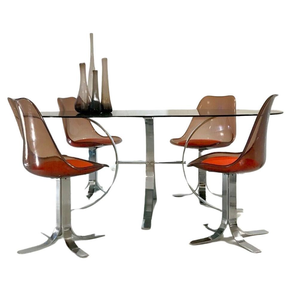 A POP POST-MODERN SPACE-AGE DINING TABLE + 4 CHAIRS, KAPPA Style, France 1970 For Sale