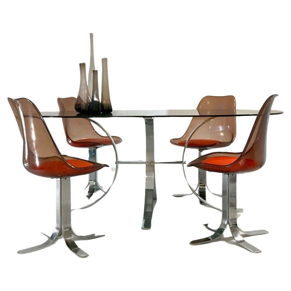 TABLE À MANGER POP POST-MODERN SPACE-AGE + 4 CHAISES, style KAPPA, France 1970 en vente