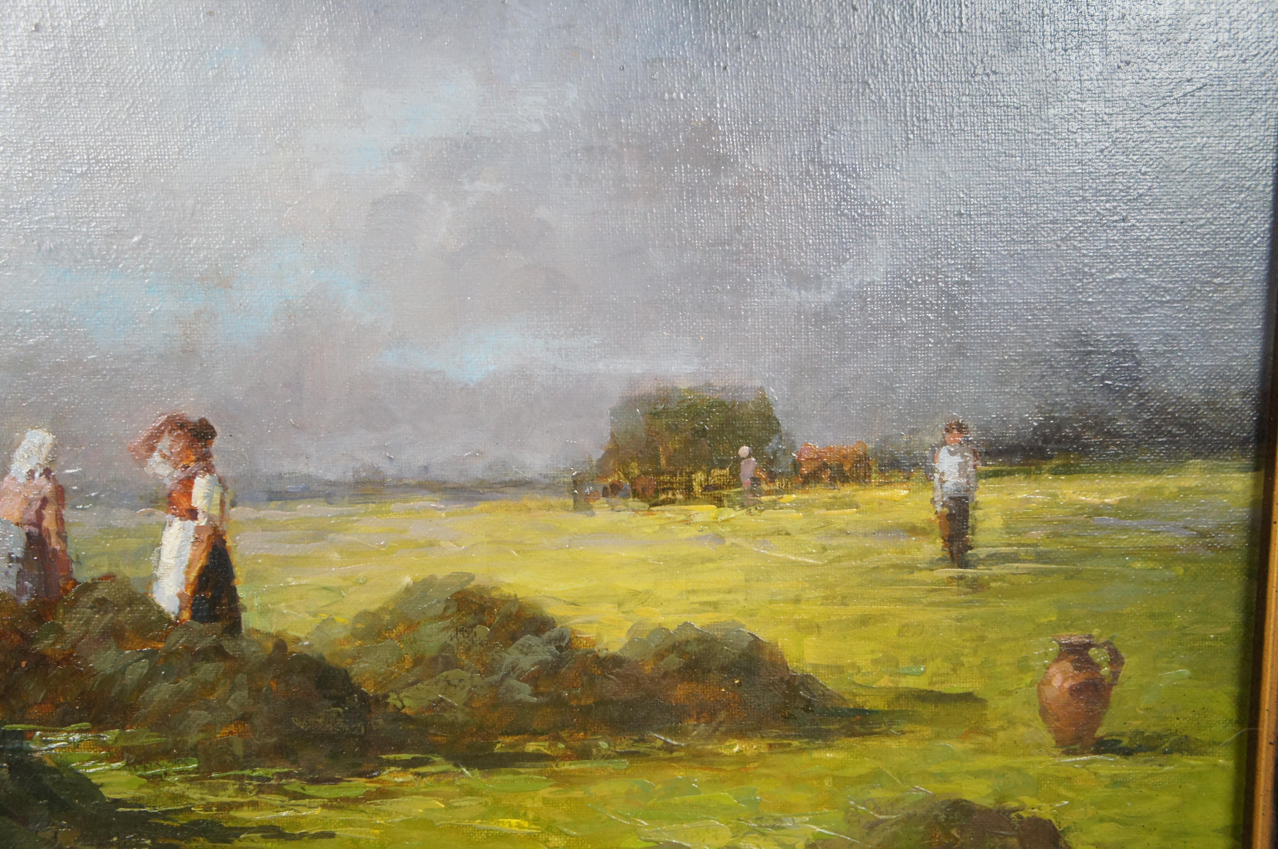 A. Popov, peinture russe d'un paysage de moisson, huile sur toile encadrée 34