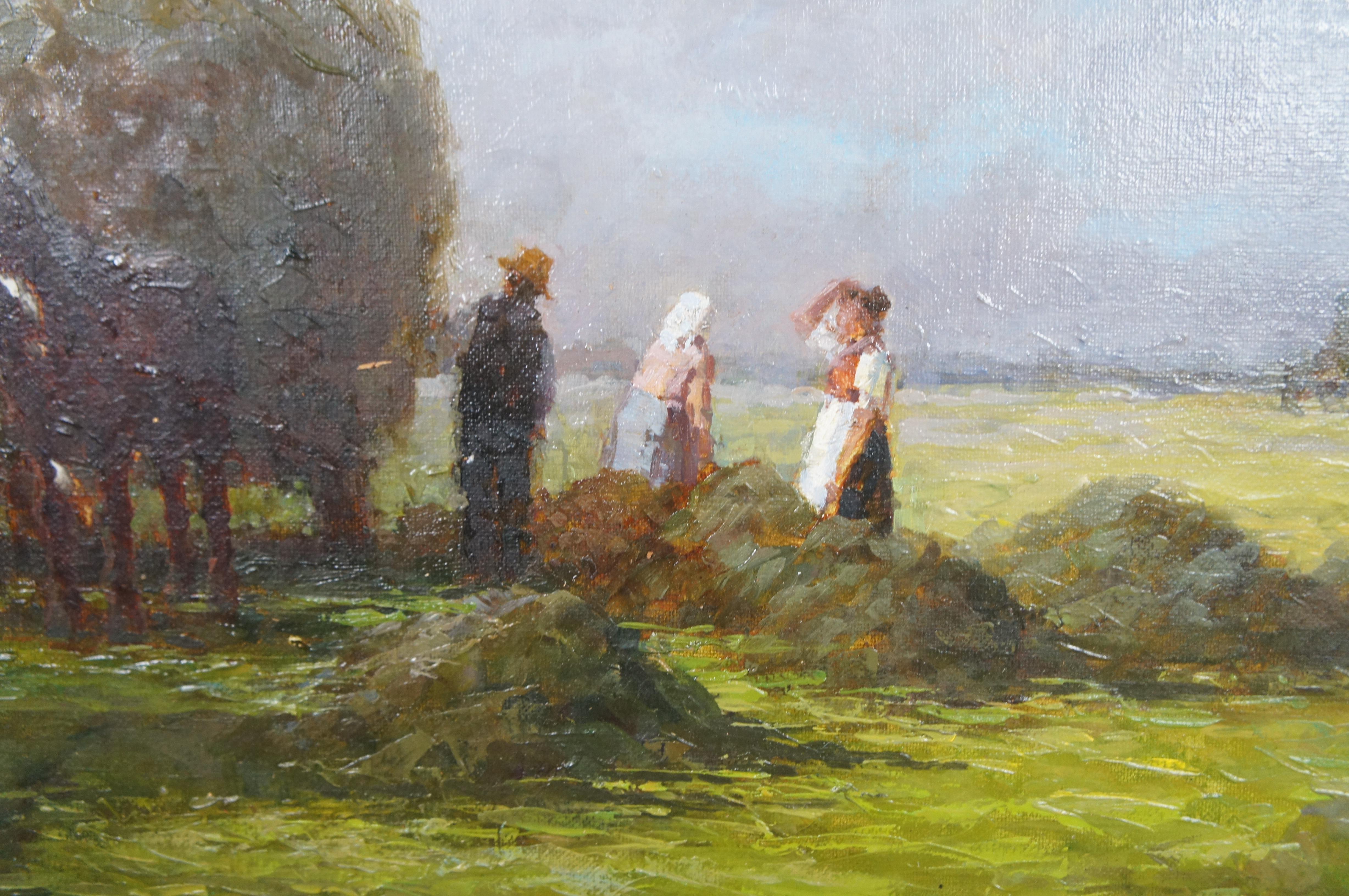 A. Popov, peinture russe d'un paysage de moisson, huile sur toile encadrée 34