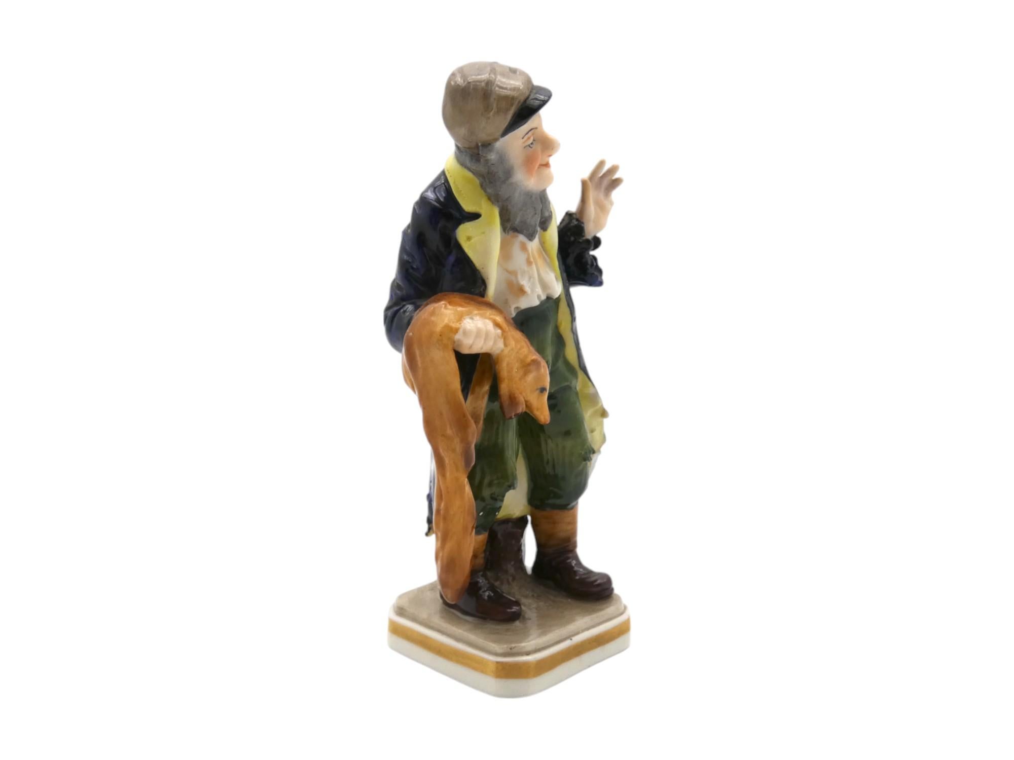 A Porcelain European Jewish fur trader figurine from the late 19th century is a culturally significant artifact, reflecting the artistic and social representations of Jewish life during that period.

In the late 19th century, Jewish communities in