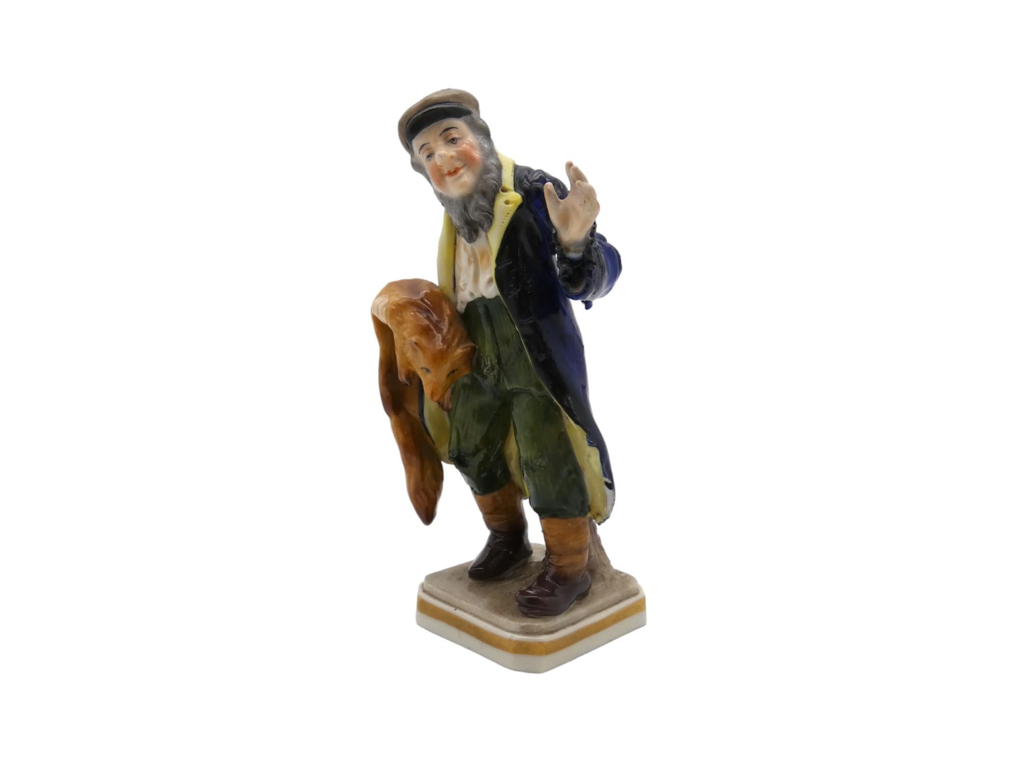 Hand-Painted A Porcelain European Jewish Fur Trader Figurine, Late 19th Century For Sale