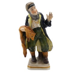 Antique A Porcelain European Jewish Fur Trader Figurine, Late 19th Century
