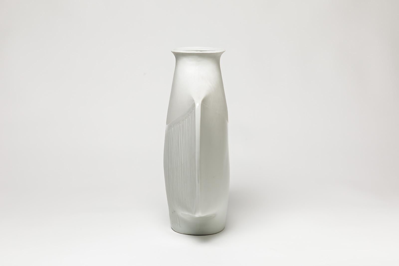 French Porcelain Vase by Yves Mohy for Virebent, France, circa 1970 For Sale