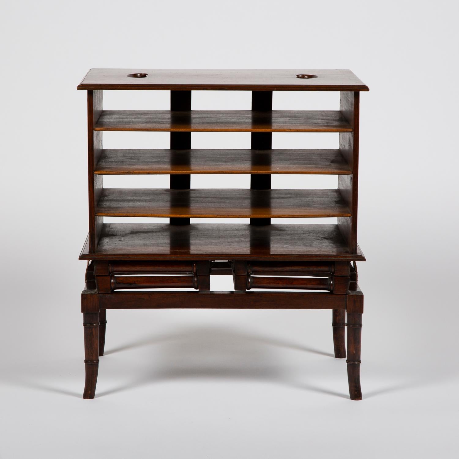 Portable Walnut Magazine Rack of Two Heights 3