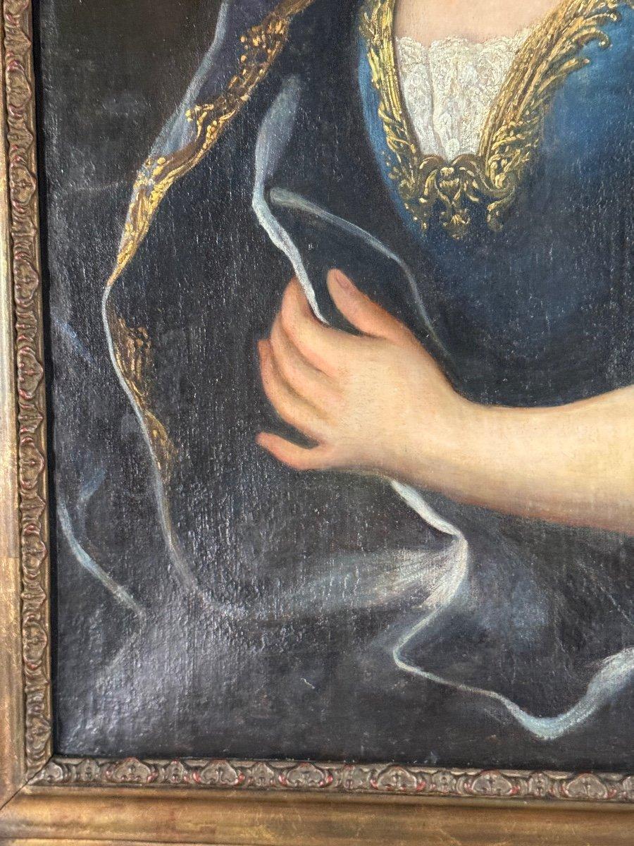 Ein Porträt einer hochwertigen Dame, Öl auf Leinwand, 18. Jahrhundert im Angebot 3