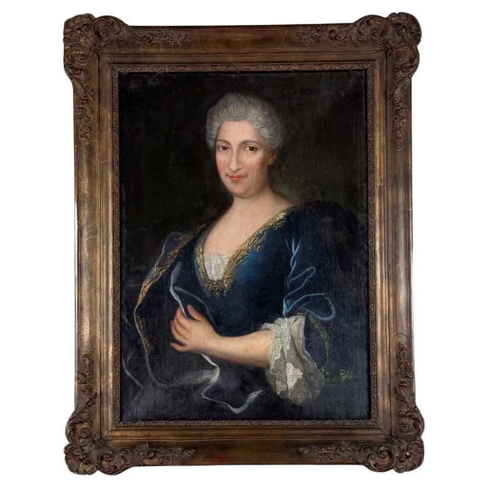 Ein Porträt einer hochwertigen Dame, Öl auf Leinwand, 18. Jahrhundert im Angebot