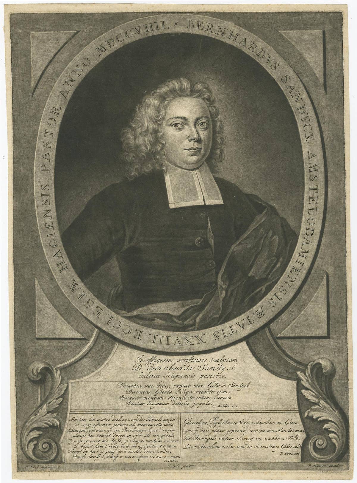 Portrait of Bernhard Sandyck, a Dutch Protestant Minister from Amsterdam, 1720