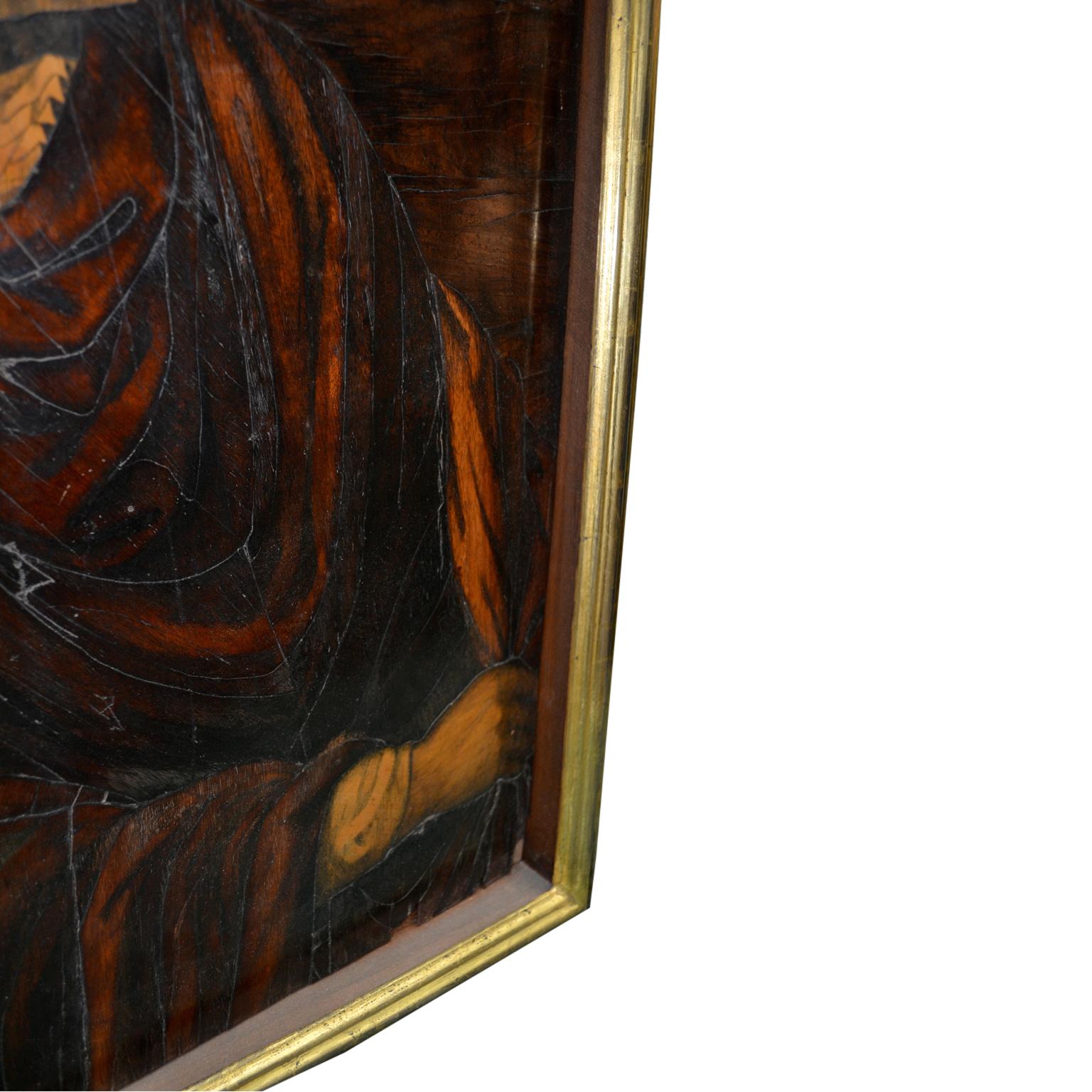 18th Century Portrait of Christopher Columbus All Made Lout of in Inlaid Woods For Sale