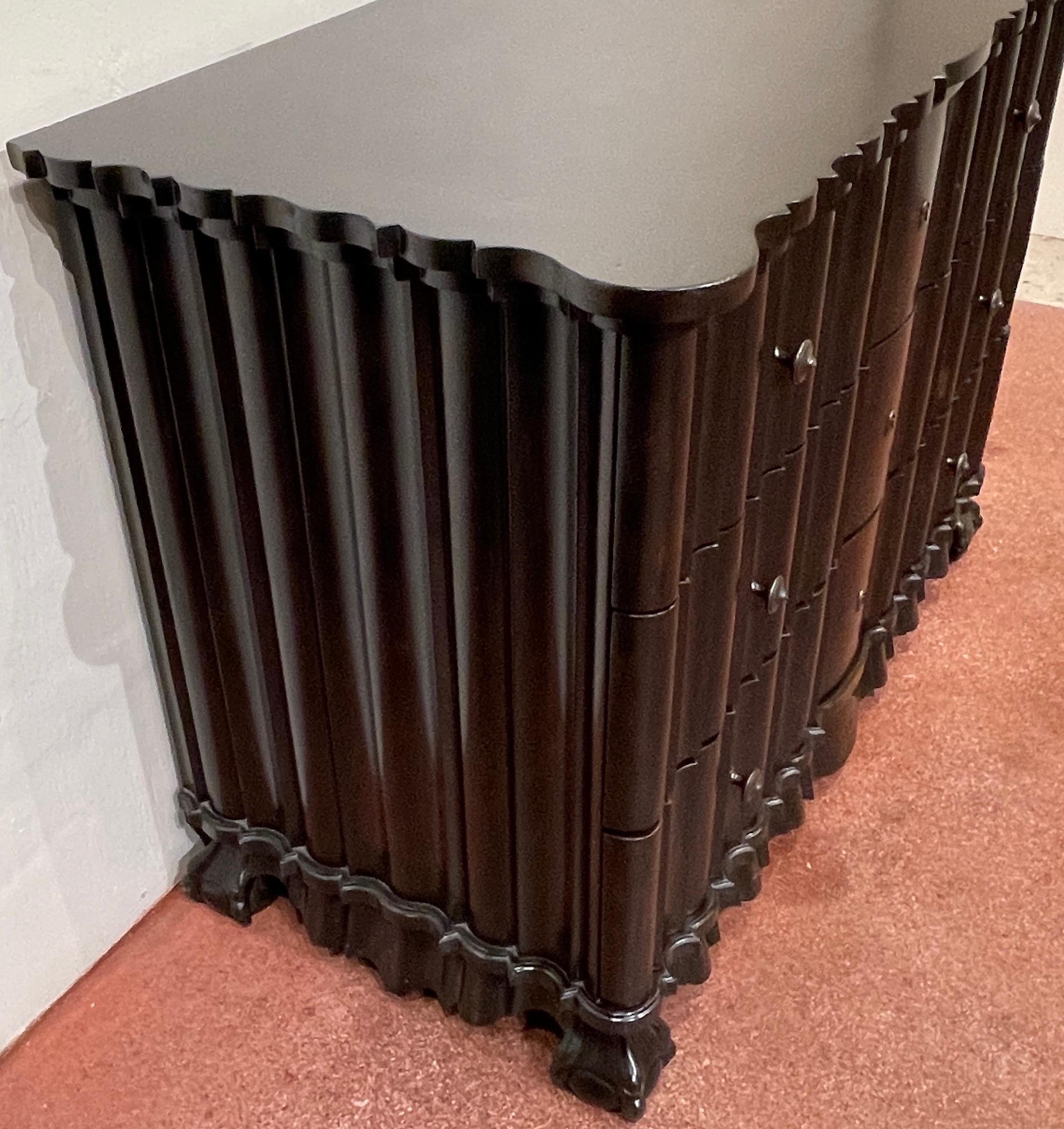 Portuguese Rococo Style  Ebonized Three-Drawer Chest, 2nd Available For Sale 1
