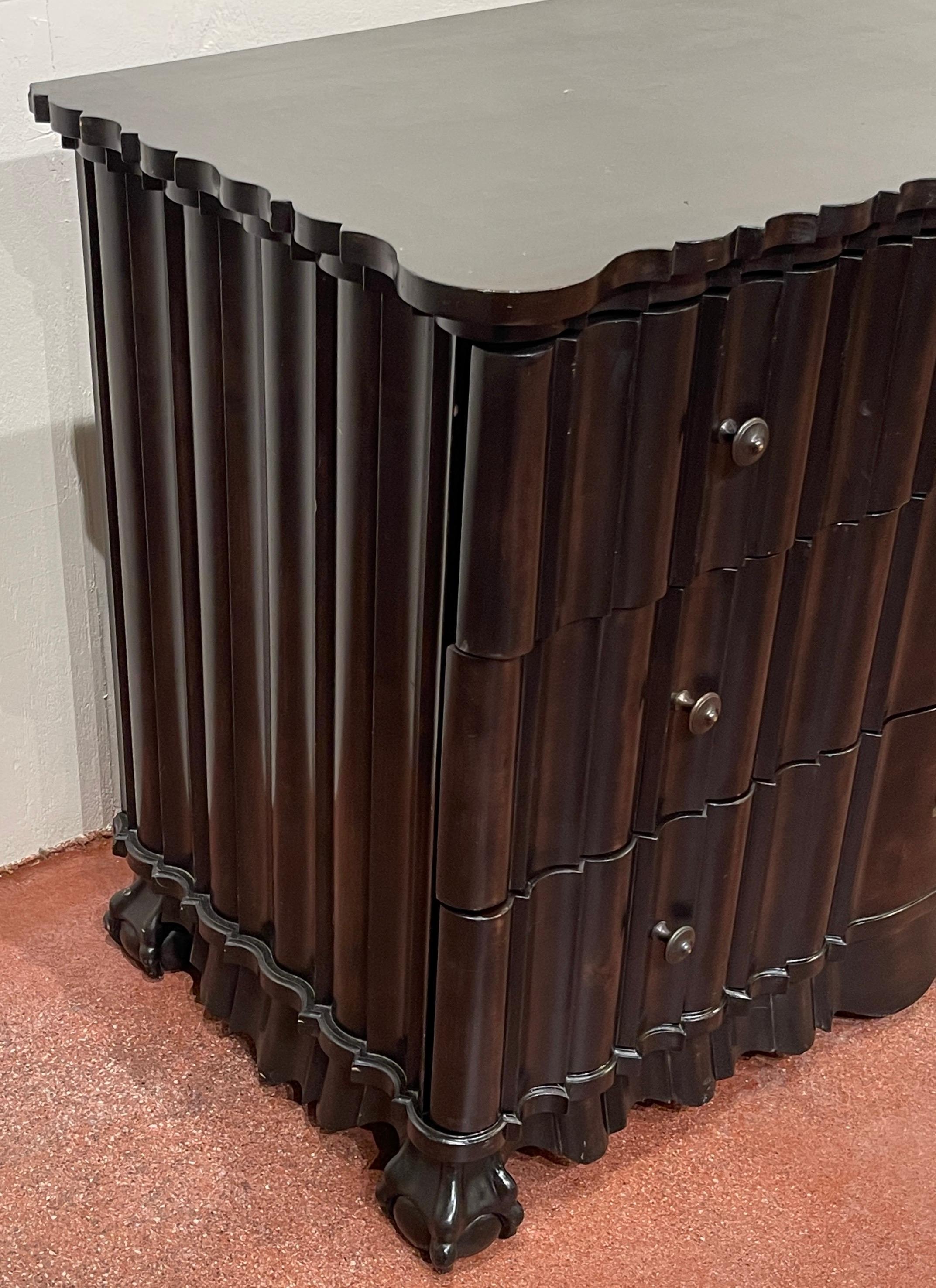 Portuguese Rococo Style  Ebonized Three-Drawer Chest, 2nd Available For Sale 2