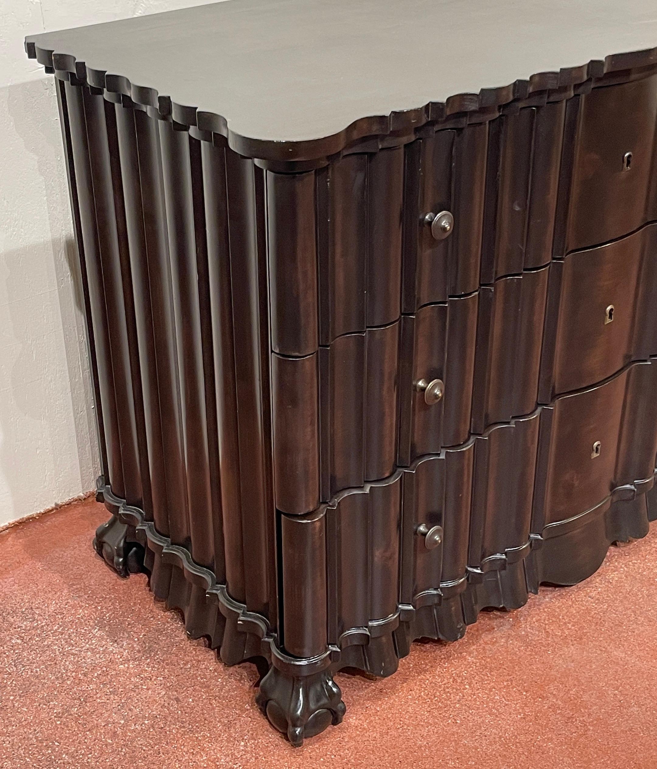 Portuguese Rococo Style  Ebonized Three-Drawer Chest, 2nd Available For Sale 2