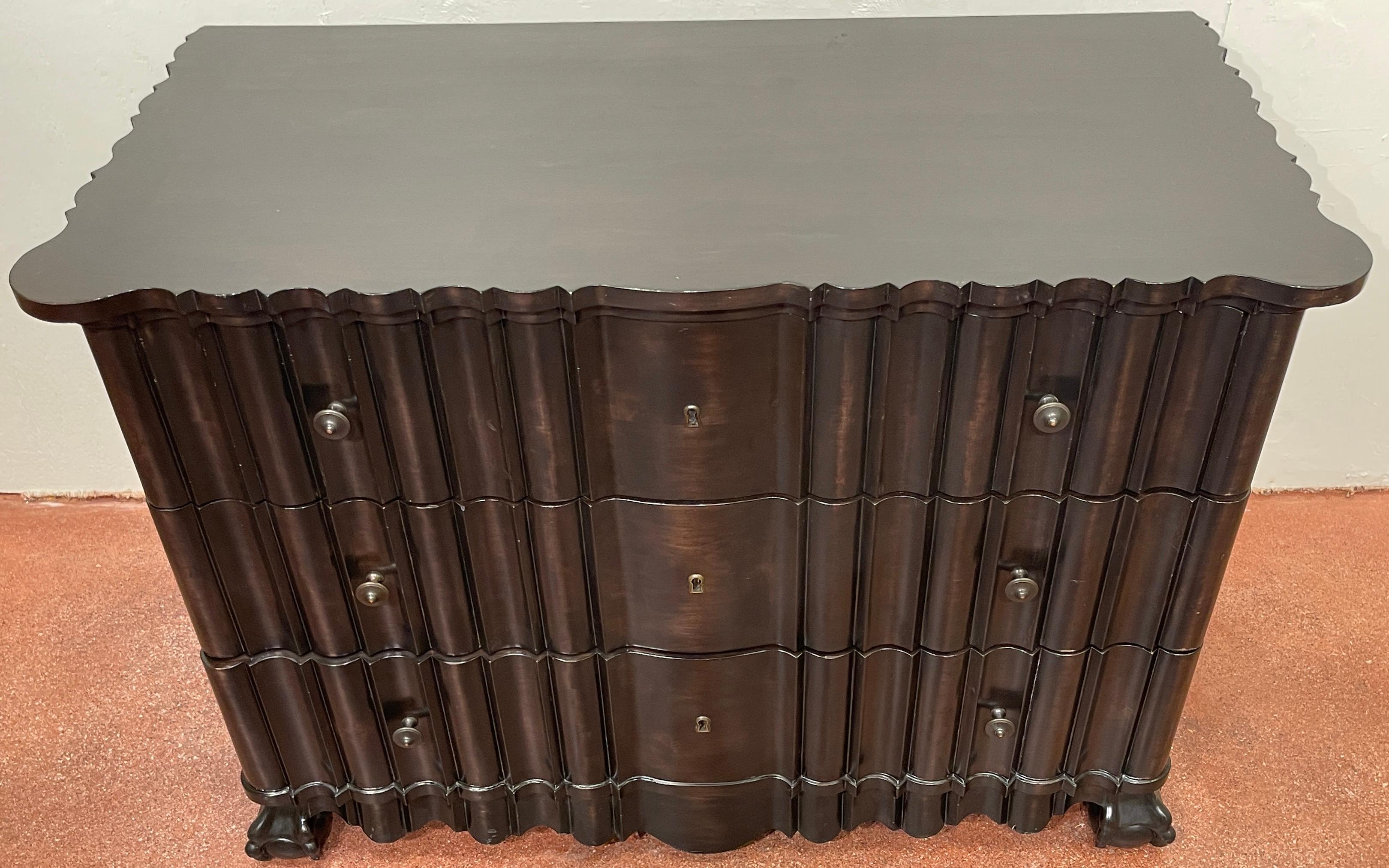 Portuguese Rococo Style  Ebonized Three-Drawer Chest, 2nd Available For Sale 3