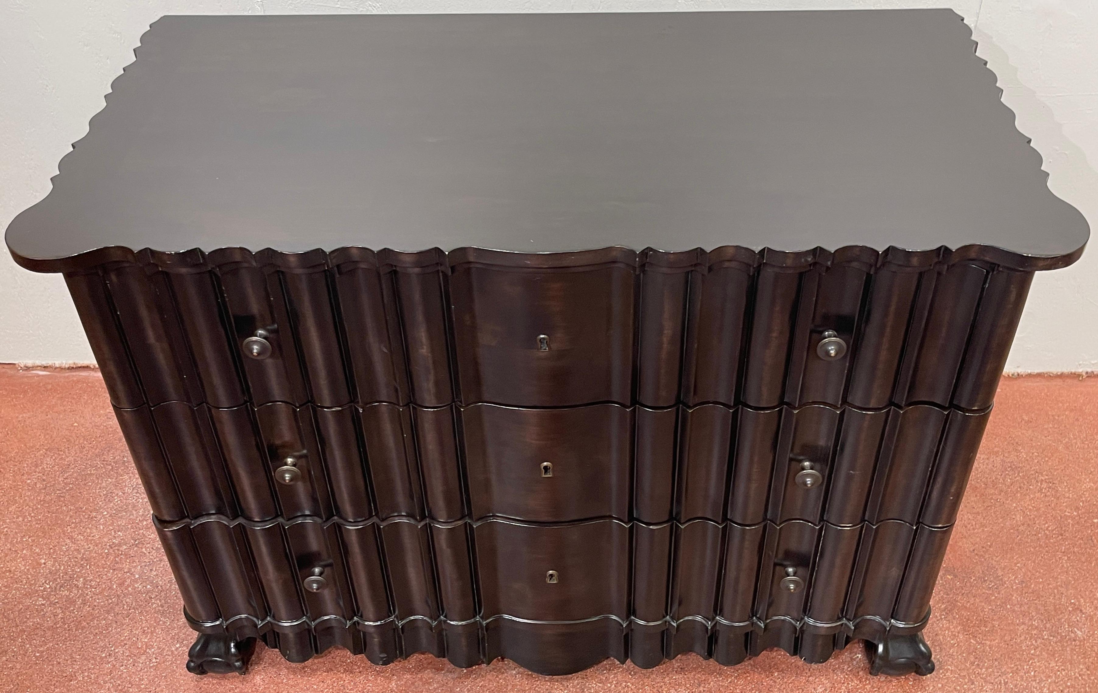 Portuguese Rococo Style  Ebonized Three-Drawer Chest, 2nd Available For Sale 4