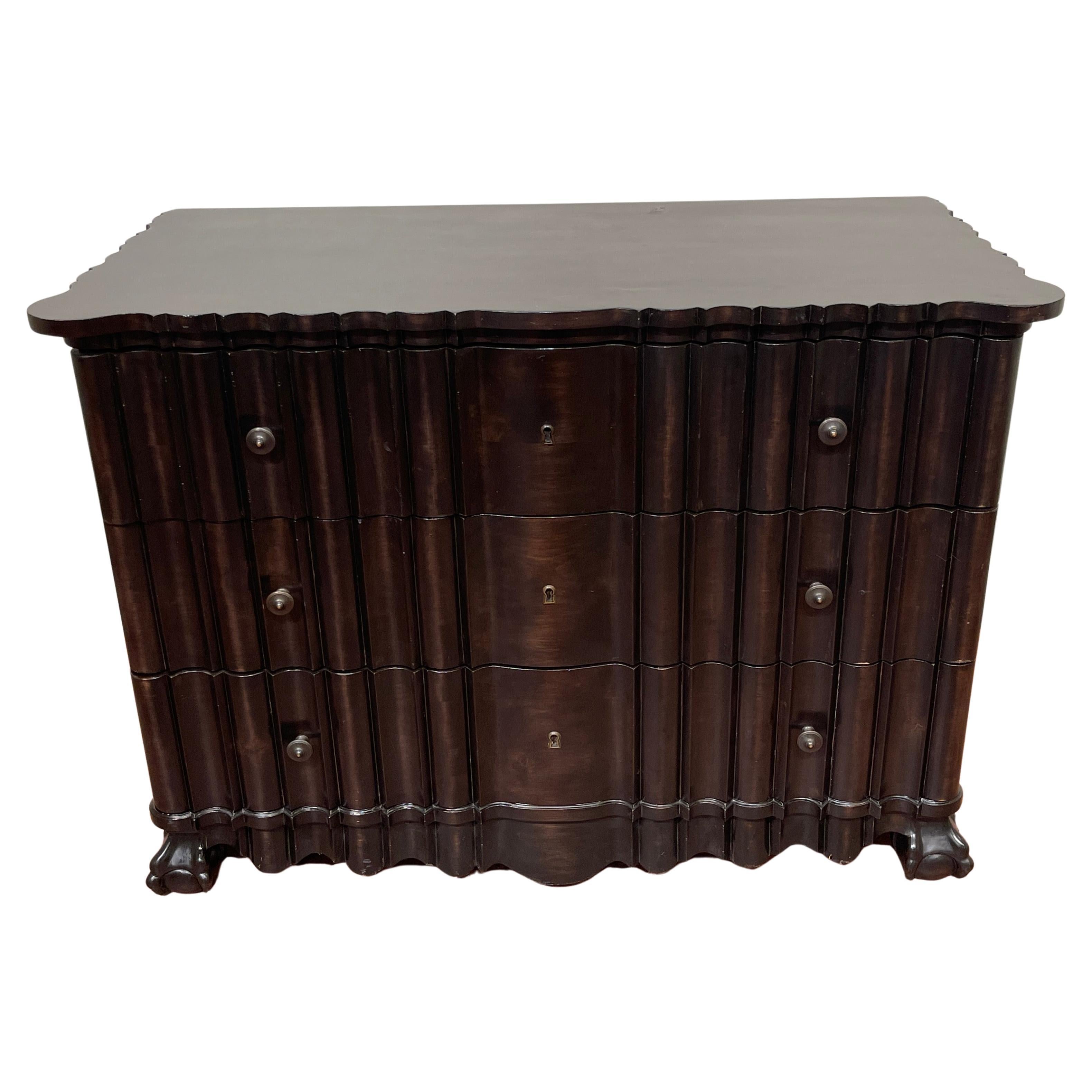 Portuguese Rococo Style  Ebonized Three-Drawer Chest, 2nd Available For Sale