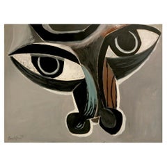 Vintage A Post-Cubist Figurative PAINTING by DICK ELFFERS, PICASSO Style, Holland, 1956