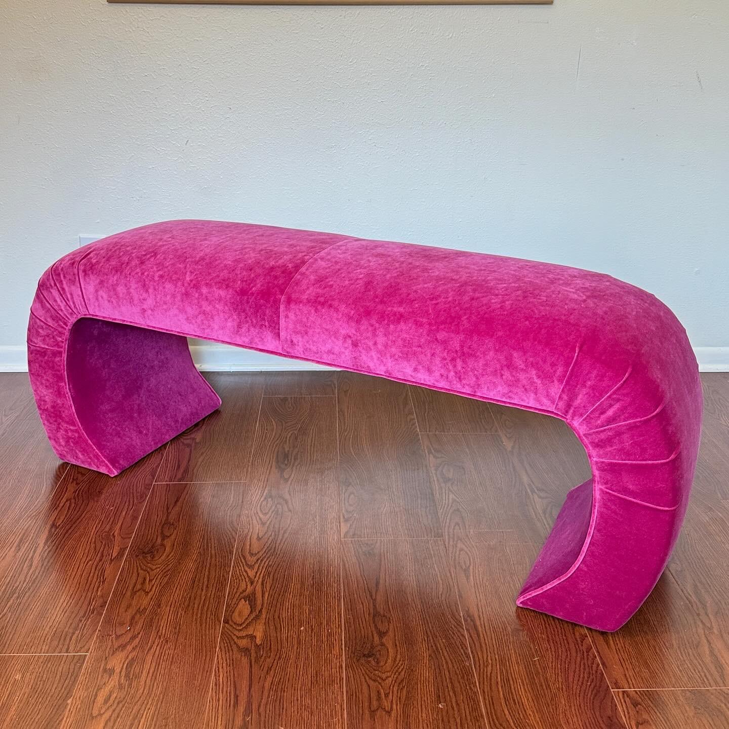 Post-Modern A post modern sculptural hot pink waterfall bench, circa 1980s