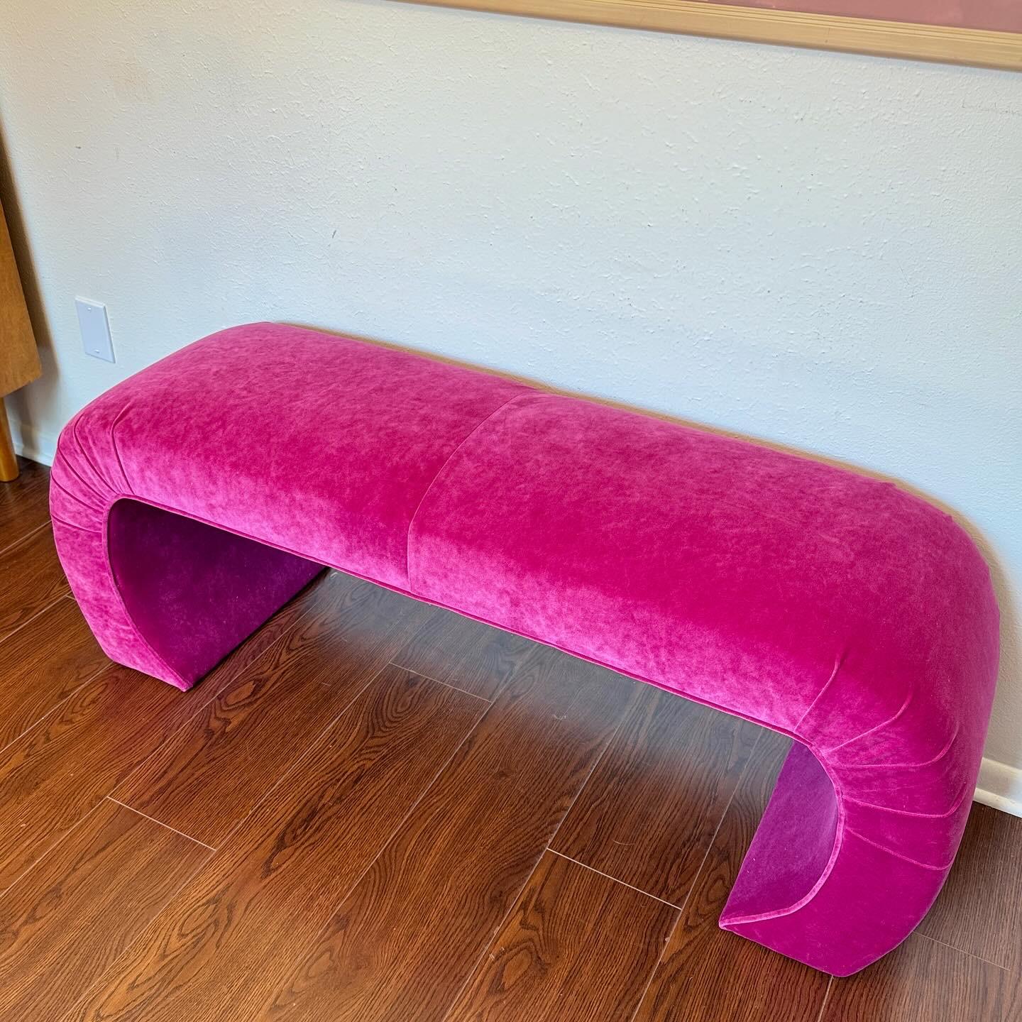 Late 20th Century A post modern sculptural hot pink waterfall bench, circa 1980s