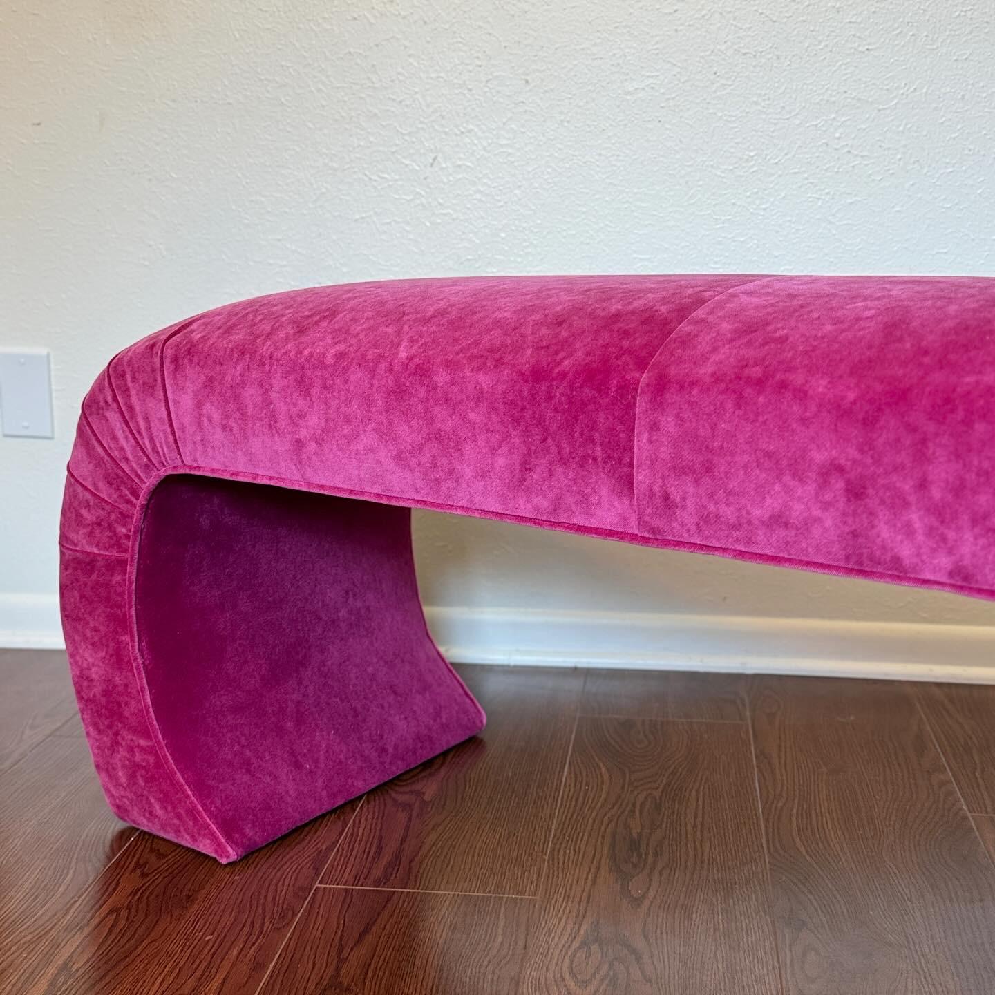 Velvet A post modern sculptural hot pink waterfall bench, circa 1980s