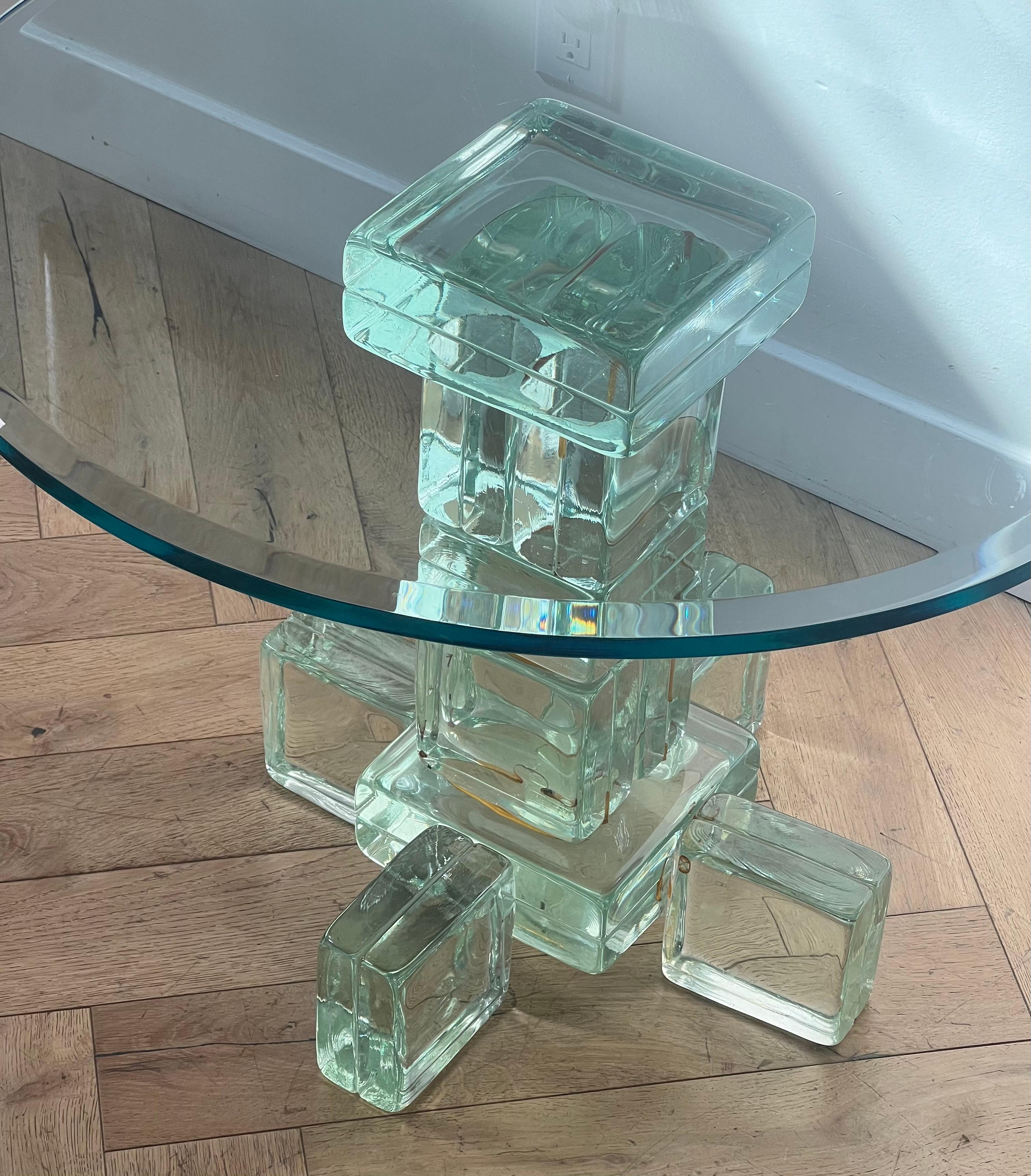 A postmodern custom glass block side table, late 20th century 4