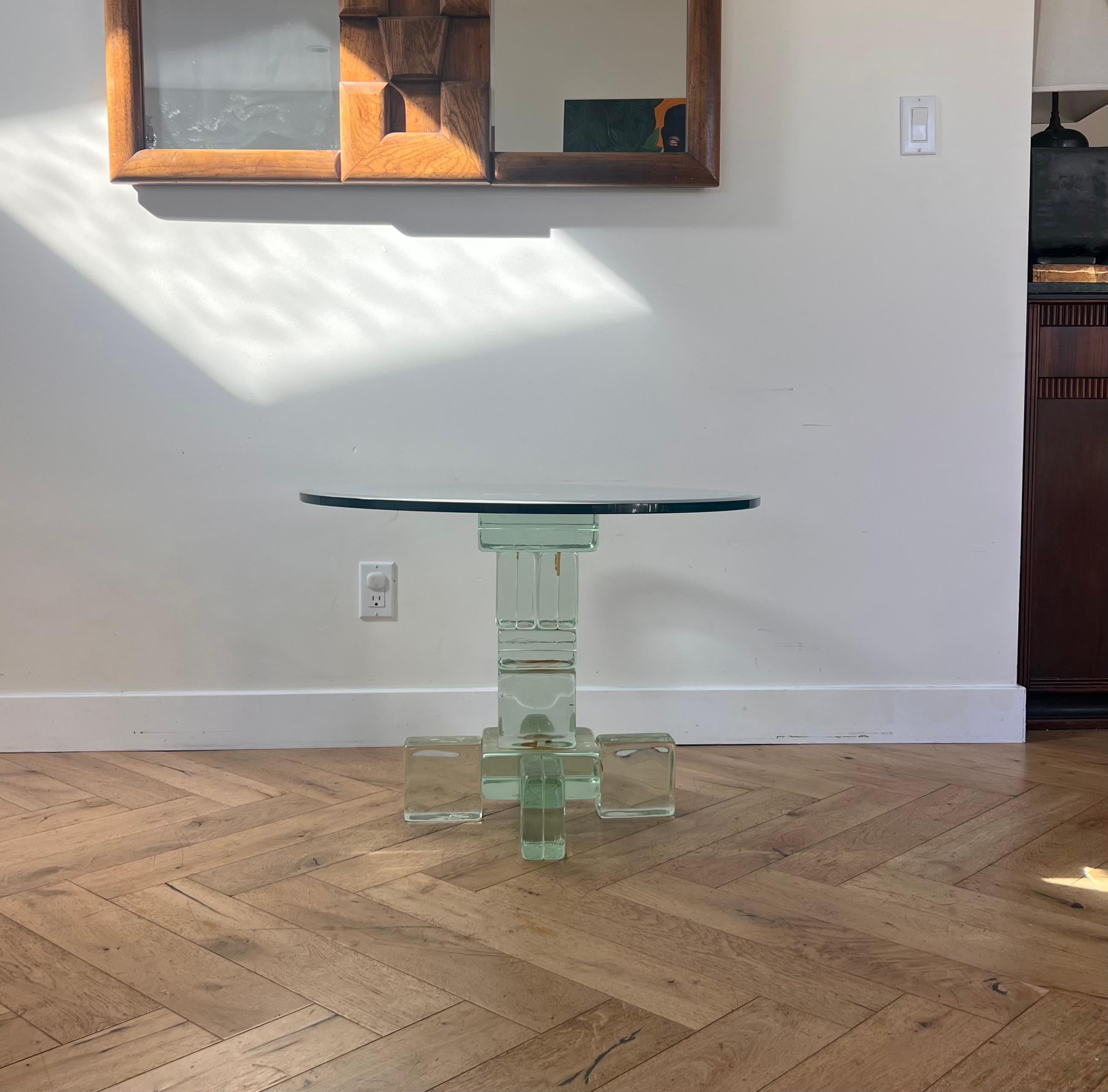 A postmodern custom glass block side table, late 20th century 5