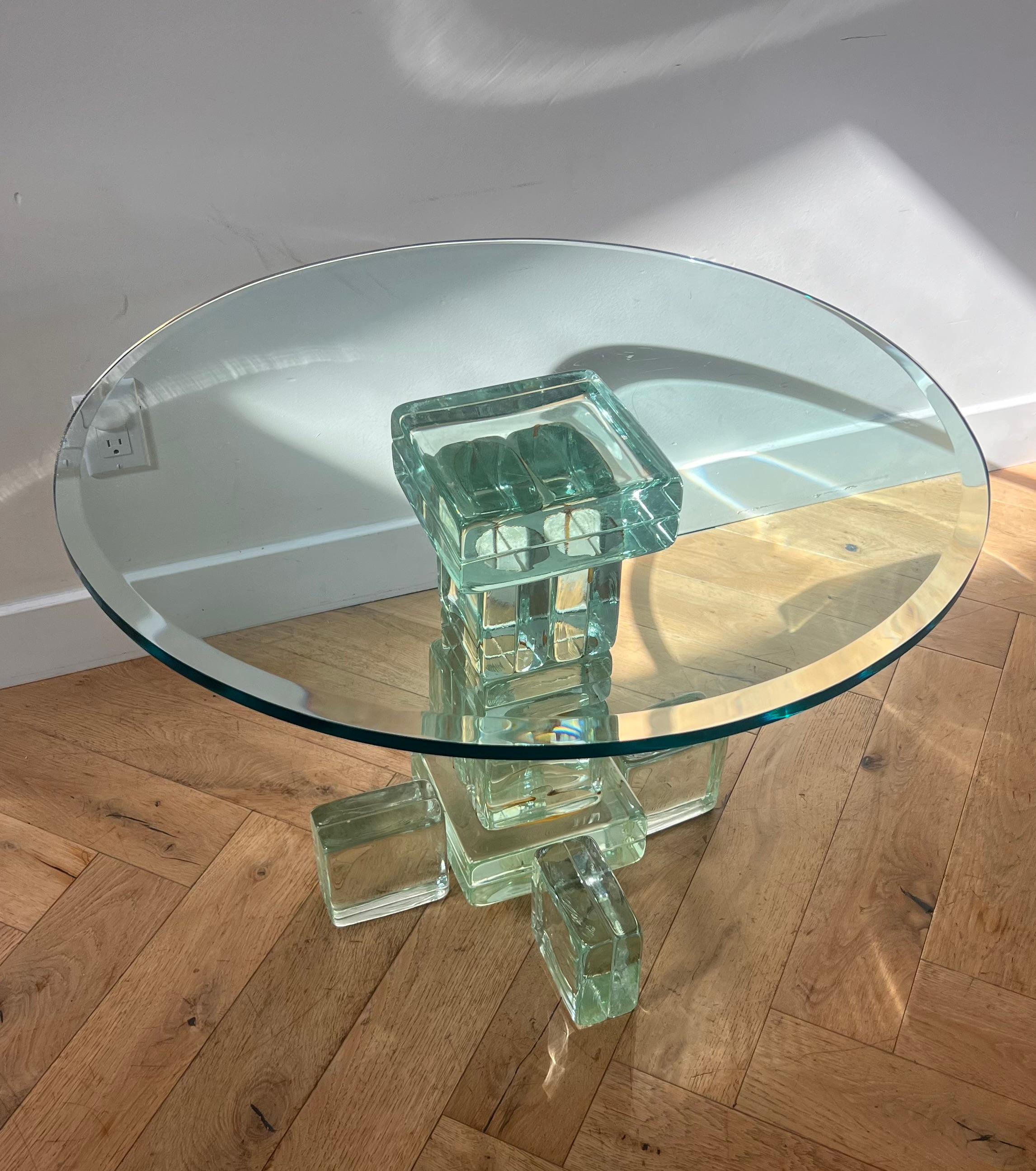 A postmodern custom glass block side table, late 20th century 8