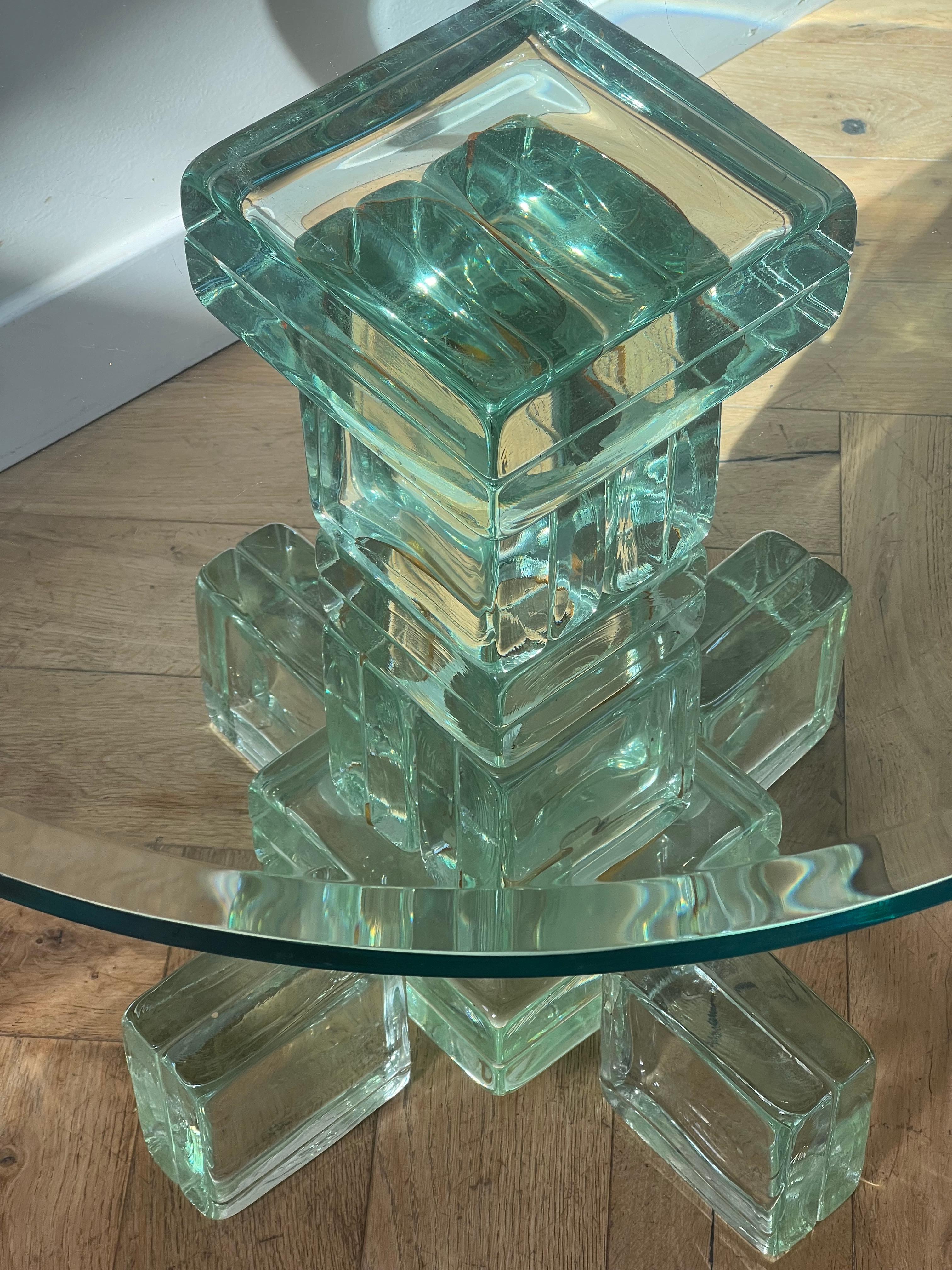 A postmodern custom glass block side table, late 20th century 9