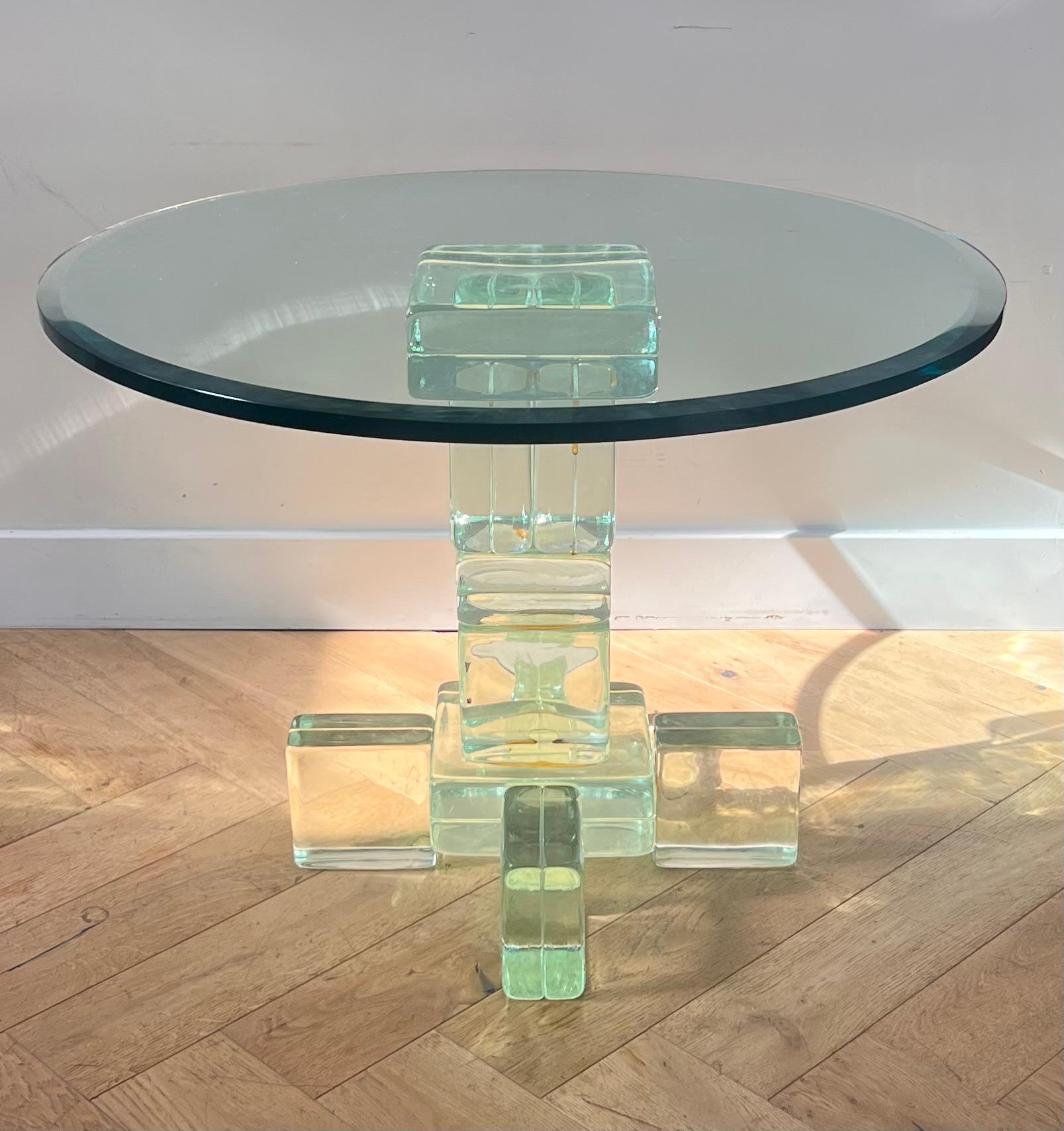 A postmodern custom glass block side table, late 20th century 10