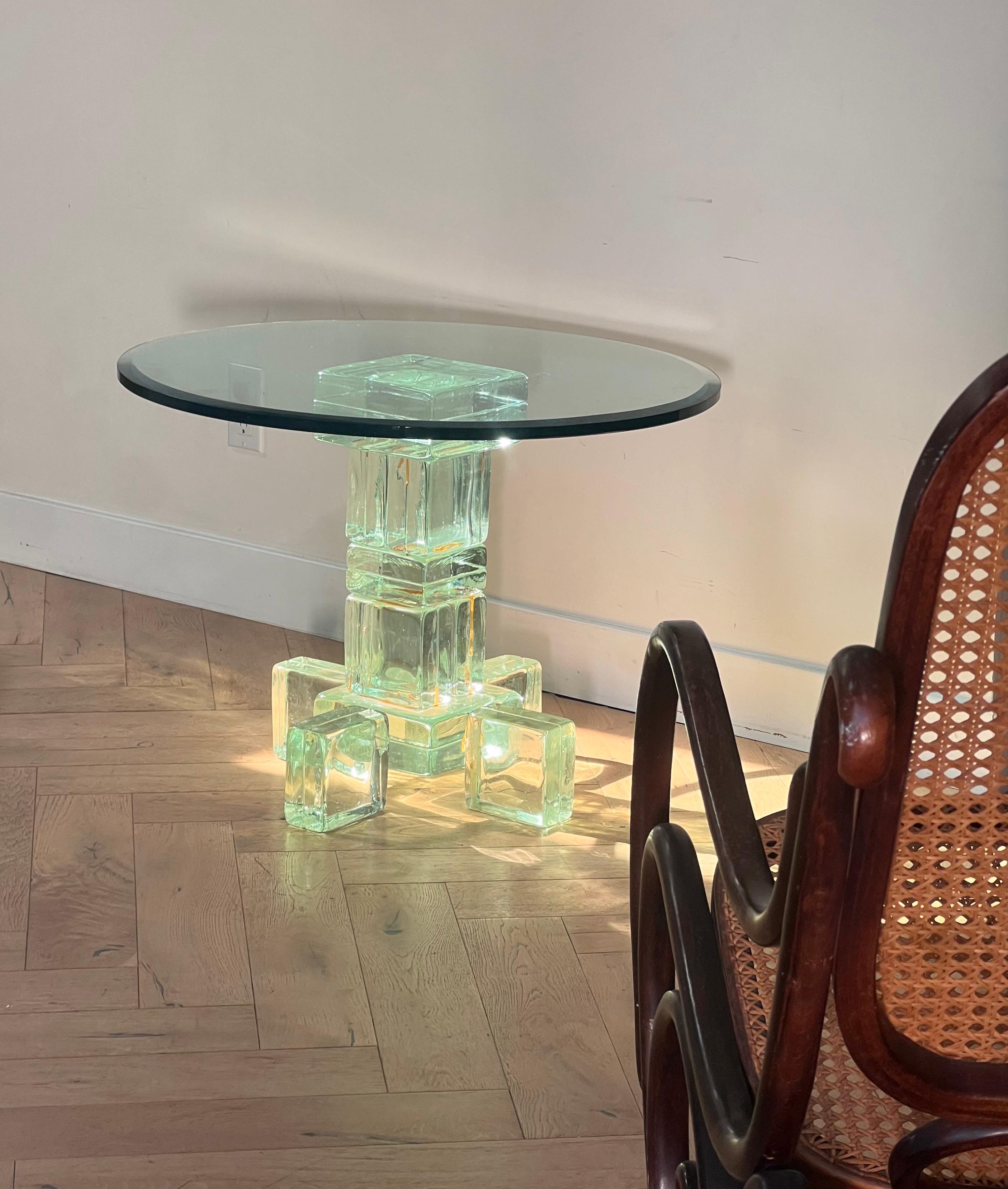 A postmodern custom glass block side table, late 20th century 11
