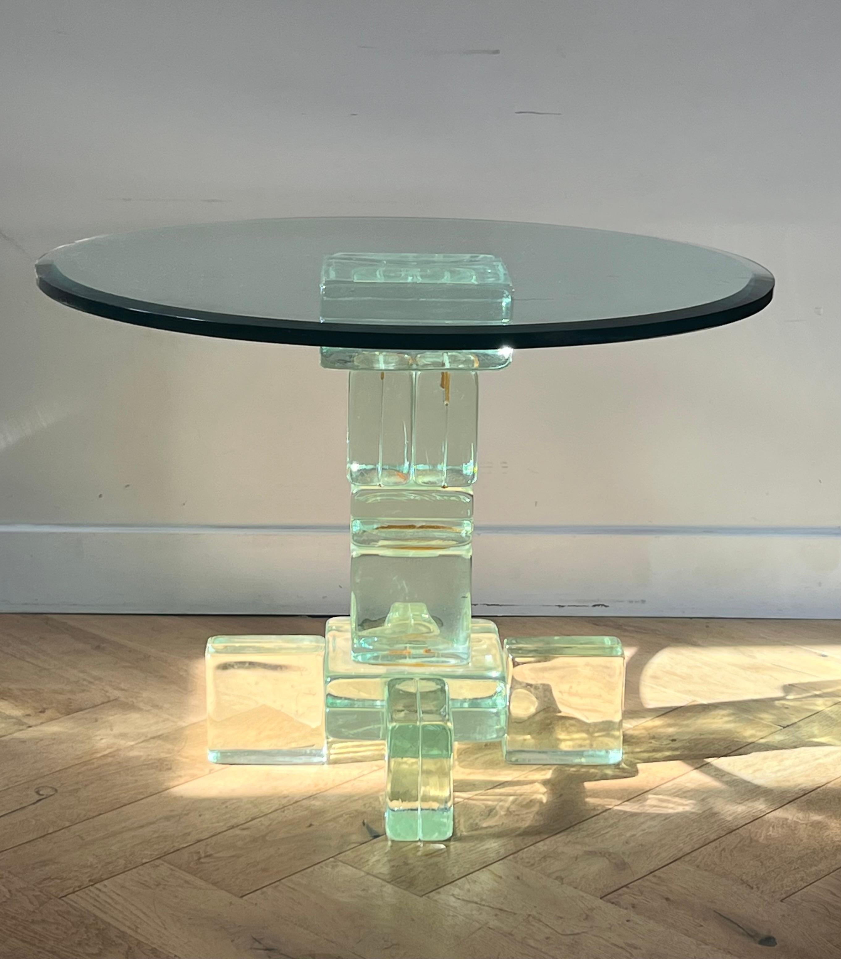Post-Modern A postmodern custom glass block side table, late 20th century