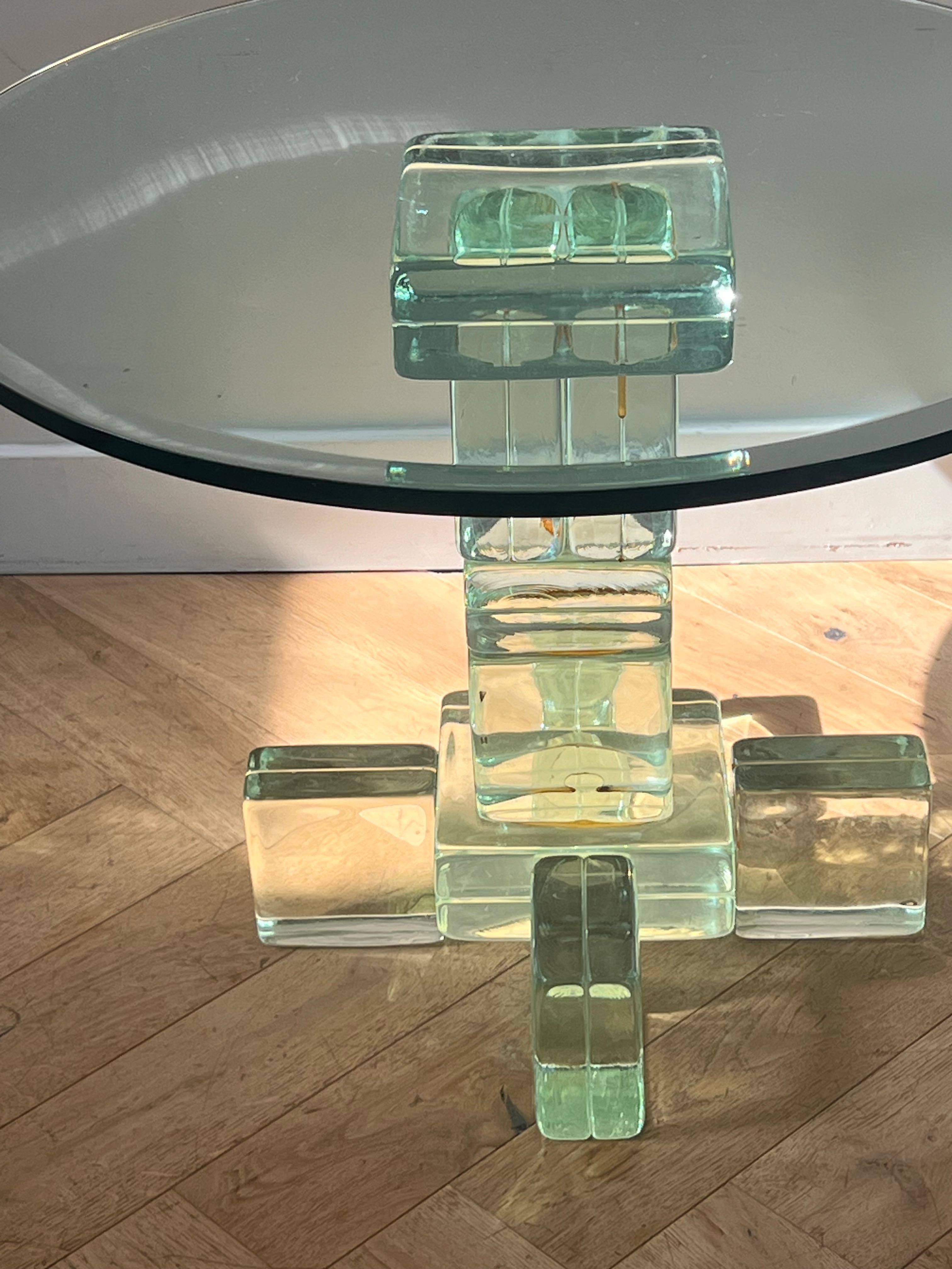 20th Century A postmodern custom glass block side table, late 20th century